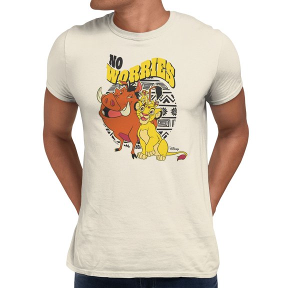 Disney Lion King Men's No Worries Group Tribal Circle T-Shirt (Natural, S-XXXL)