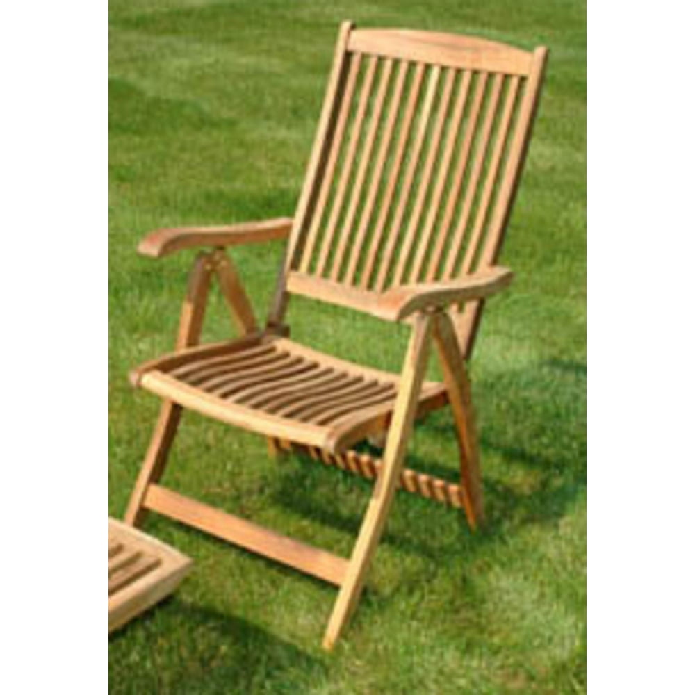 43" Natural Teak Outdoor Patio Salisbury Reclining Folding Chair