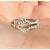 2Ct Round Cut Simulated Diamond Women's Wrap Guard Enhancer Wedding Ring 14k White Gold Plated