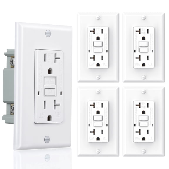 3GRACE 20 Amp GFCI Outlet with LED Indicator, Tamper and Weather Resistant Receptacle for Indoor and Outdoor Use, UL Listed, White, 5 Pack