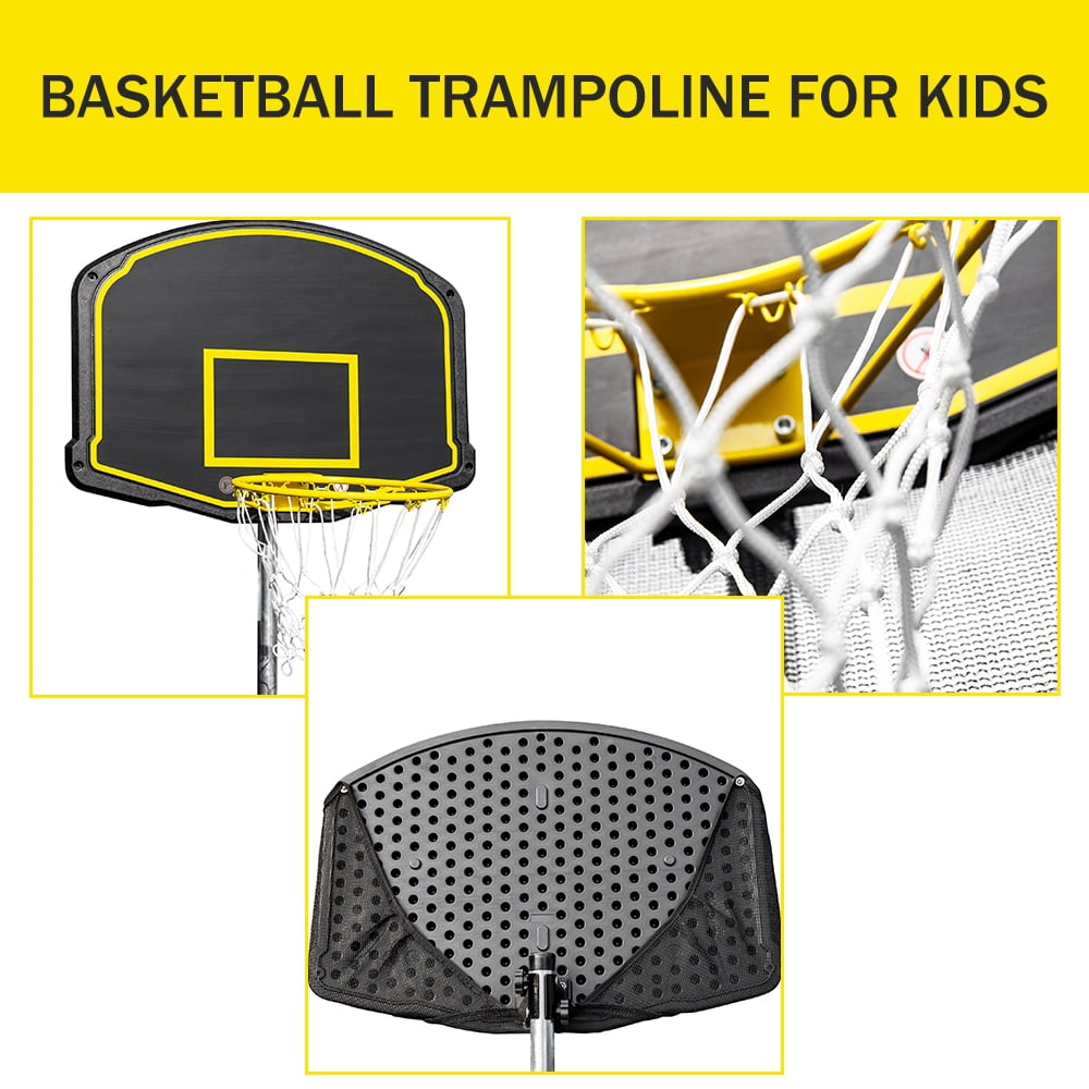 16FT Tram-políne with Enclosure ASTM & Chemical Test Approved 1000LBS Tram-políne for Adults Kids Outdoor Family Jumping Tram-políne for 6-8 Kids Basketball Hoop and Ladder CPC 
