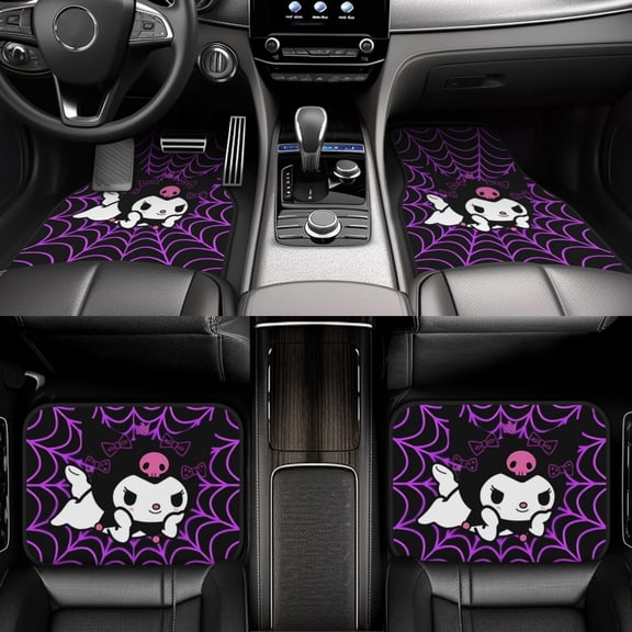 Kuromi Car Foot Mat Set Of 4 Pieces (Front & Rear) Soft Thickened Non Slip Waterproof Automotive Floor Mats For Suv Sedan Car Van