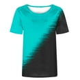 thumbnail image 4 of TKLPEHG Womens Tops Trendy Short Sleeve T Shirts Crew Neck Color Block Patchwork Graphic Tee Summer Fashion Casual Loose Comfy Outfits (Light Blue,M), 4 of 4
