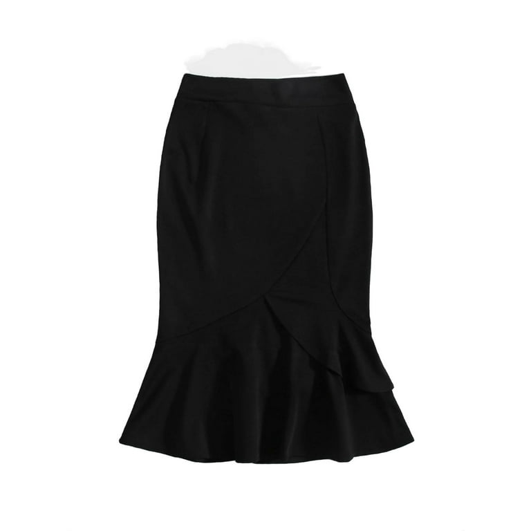 Womens Mermaid Skirts Elegant Short Slight Stretch Black M