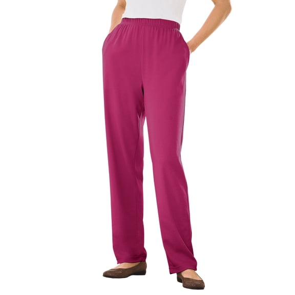 Woman Within Plus Size Tall 7-Day Straight-Leg Elastic-Waist Stretchy Knit Pant