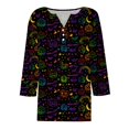 thumbnail image 5 of WTOBBY Women's Halloween Printed V-Neck Button Detail Tee with 3/4 Sleeve, Casual Weekend Fashion Top for Fall Season, Comfortable Daily Wear Apparel,Black L, 5 of 6