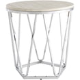 thumbnail image 3 of Table d'Appoint Ronde en Fausse Pierre 22 Pouces en Argent, 3 of 8