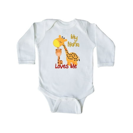 

Inktastic My Nana Loves Me Giraffe Gift Baby Boy or Baby Girl Long Sleeve Bodysuit