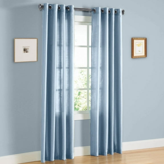 1 Panel faux silk curtain drapes with grommet 55" width by 95" Long curtain panels for any bedroom or patio door-non blackout semisheer panels Mira solid Color slate