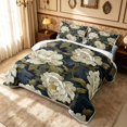 thumbnail image 3 of Erosebridal Traditional Flower Twin Quilt Set, Retro Floral Twin Coverlet Set, Black Reversible, Cream White Sage, 2 Pieces (1 Bedspread and 1 Pillowcase), 3 of 7