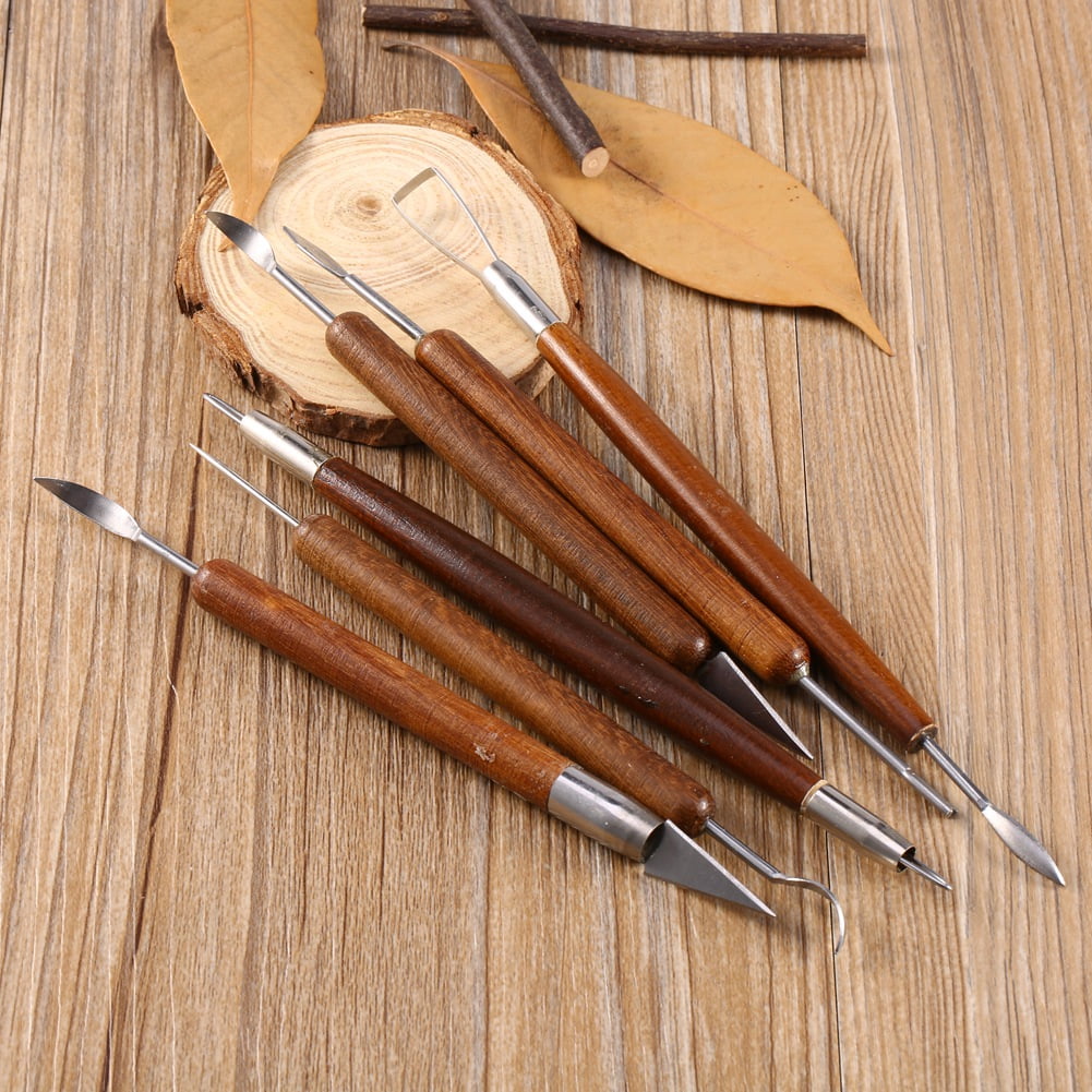 WALFRONT 6pcs Clay Sculpting Set Wax Carving Pottery Tools Shapers