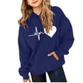 thumbnail image 5 of Ruyang Hoodie for Girls Heartbeat Heart Print Lightweight Long Sleeve Pullover Sweatshirt Toddlers Back to School Clothes, 5 of 6