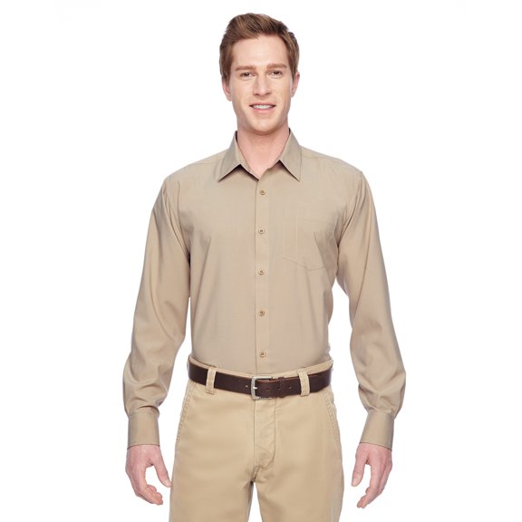 Harriton Paradise Long-Sleeve Performance Shirt (M610) Khaki, 4XL