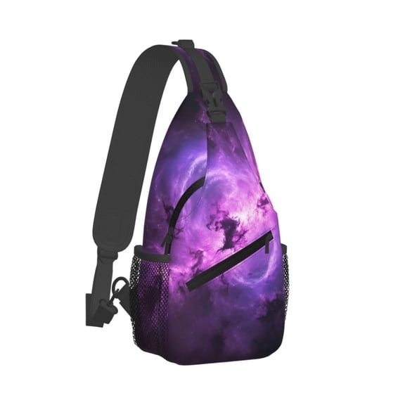 Nebula Purple Galaxy Pattern Sling Crossbody Bag Cross Body Backpack Travel Hiking Daypack