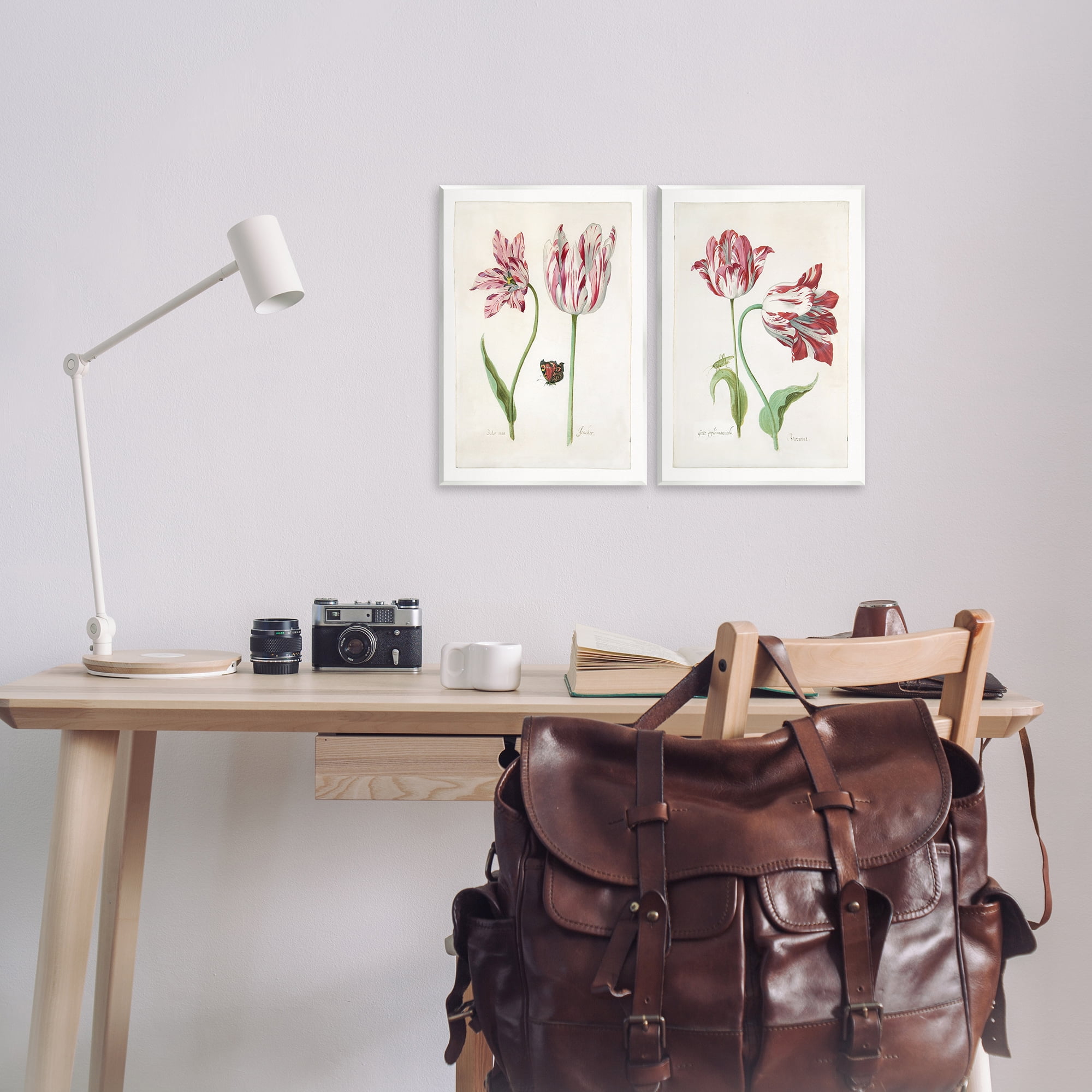 Stupell Industries Vintage Tulip & Insect Studies Floral & Botanical Painting Unframed Art Print Wall Art, 11 x 14, Set of 2