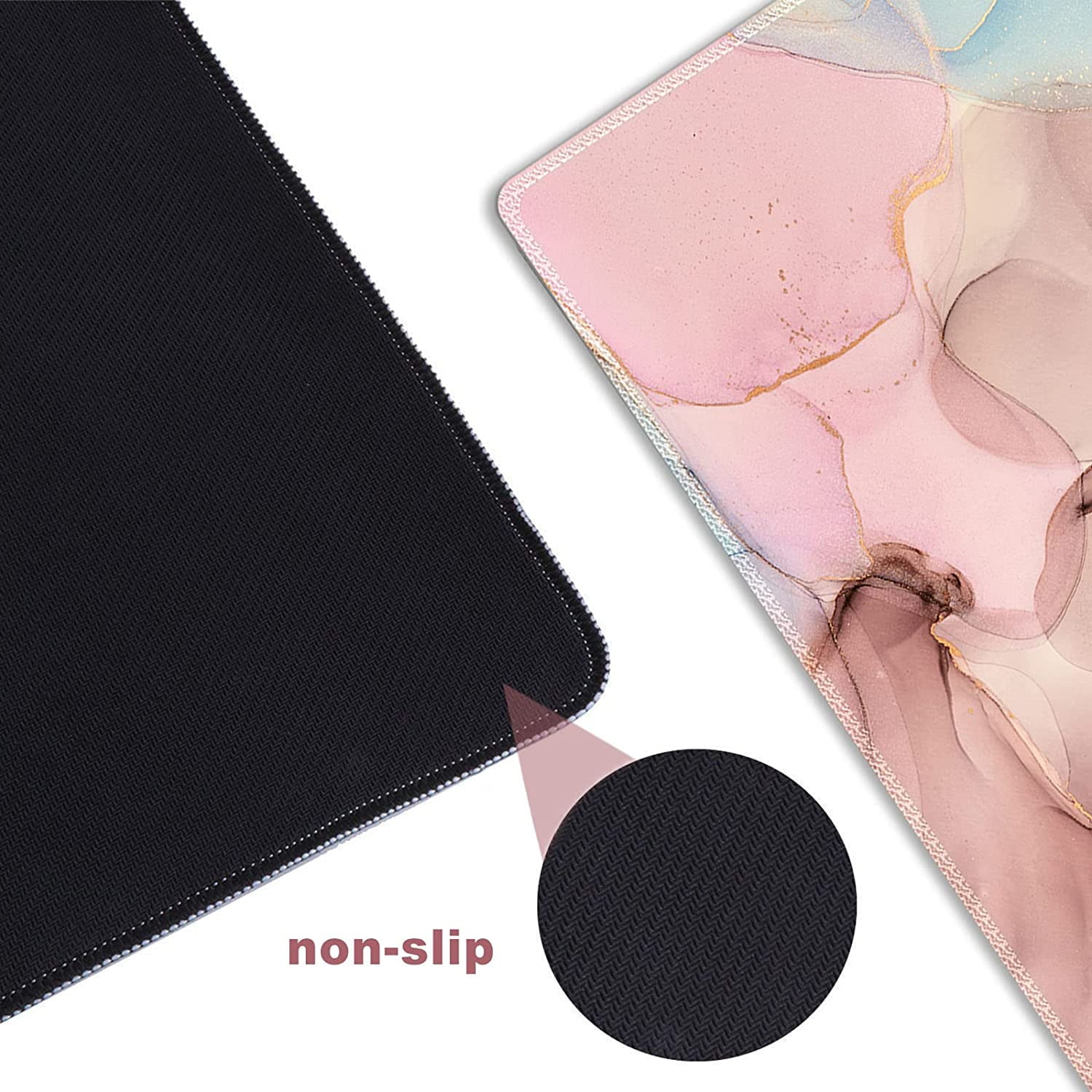 ARTSO Extended Gaming Mouse Pad XXL Large Keyboard Mat Long Mousepad Desk Decor Writing Pad Non Slip Rubber Base Stitched Edges for Work, Game, Office, Home, 35.1" x 15.7" , Dreamy Marble