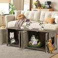thumbnail image 2 of Cat Litter Box Enclosure - Dual Washroom Wooden Furniture with 2 Head Shaped Holes, Large Cat House for Living Room & Bedroom, 2 of 7