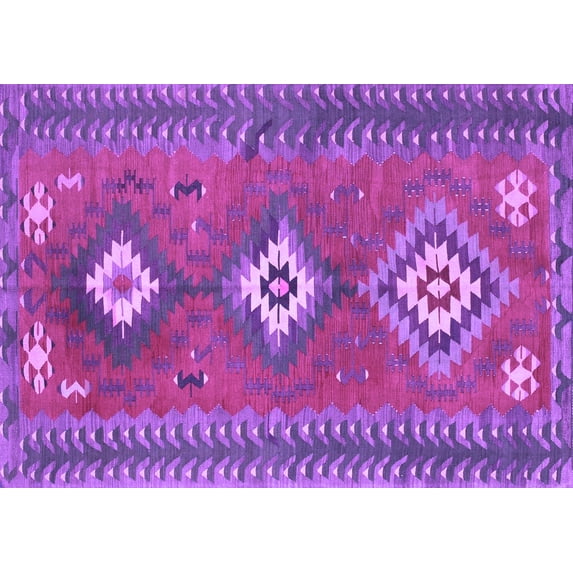 Ahgly Company Indoor Rectangle Oriental Purple Traditional Area Rugs, 2' x 3'
