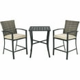 thumbnail image 4 of Gymax 3PCS Patio Metal Bar Set Outdoor Conversation Furniture Set w/ Cushions, 4 of 6