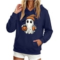 thumbnail image 2 of Hoodie for Women Halloween Ghost Graphic Pullover Hooded Sweatshirts Fall Casual Long Sleeve Soft Fleece Hoody Jackets with Kangaroo Pocket Ladies' Halloween Party Costumes, 2 of 6