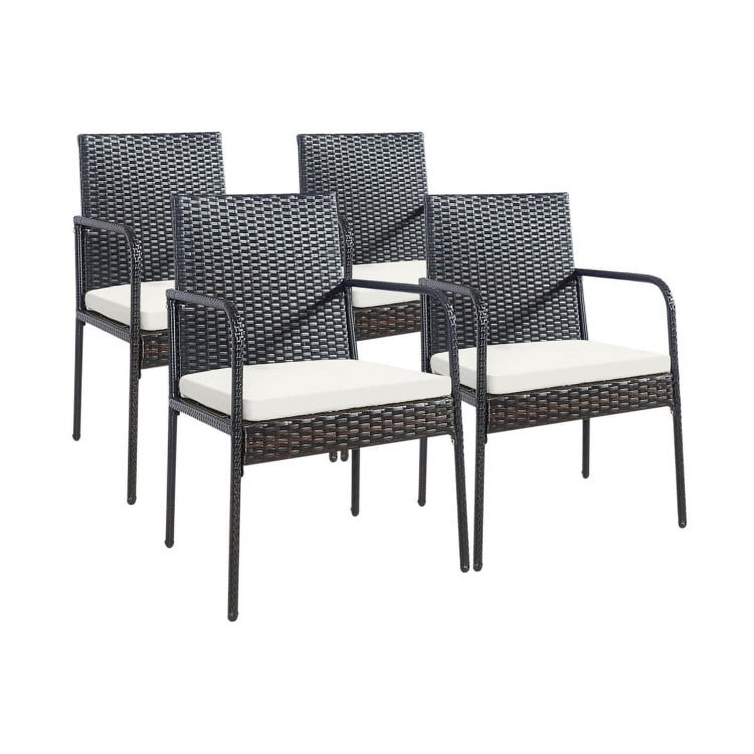 Aimee Lii 4 Pieces Patio Wicker Rattan Dining Set with Comfy Cushions, Outdoor Patio Furniture