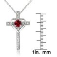 thumbnail image 2 of Sterling Silver Created Ruby & Diamond Accent Cross Heart Necklace, 2 of 2