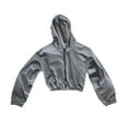thumbnail image 4 of TRUBKH Full Zip Up Hoodie athletic jacket women crop cardigan for women zip up hoodie women hoodies for women Zip Up Hoodies Cropped Cardigan Jacket Drawstring Hooded Sweatshirts Top Dark Gray L, 4 of 4