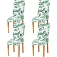 thumbnail image 2 of Green Leaves Stretch Chair Covers Set of 4 Removable Washable Dining Chair Slipcovers for Kitchen Dining Room Hotel Decor, 2 of 6