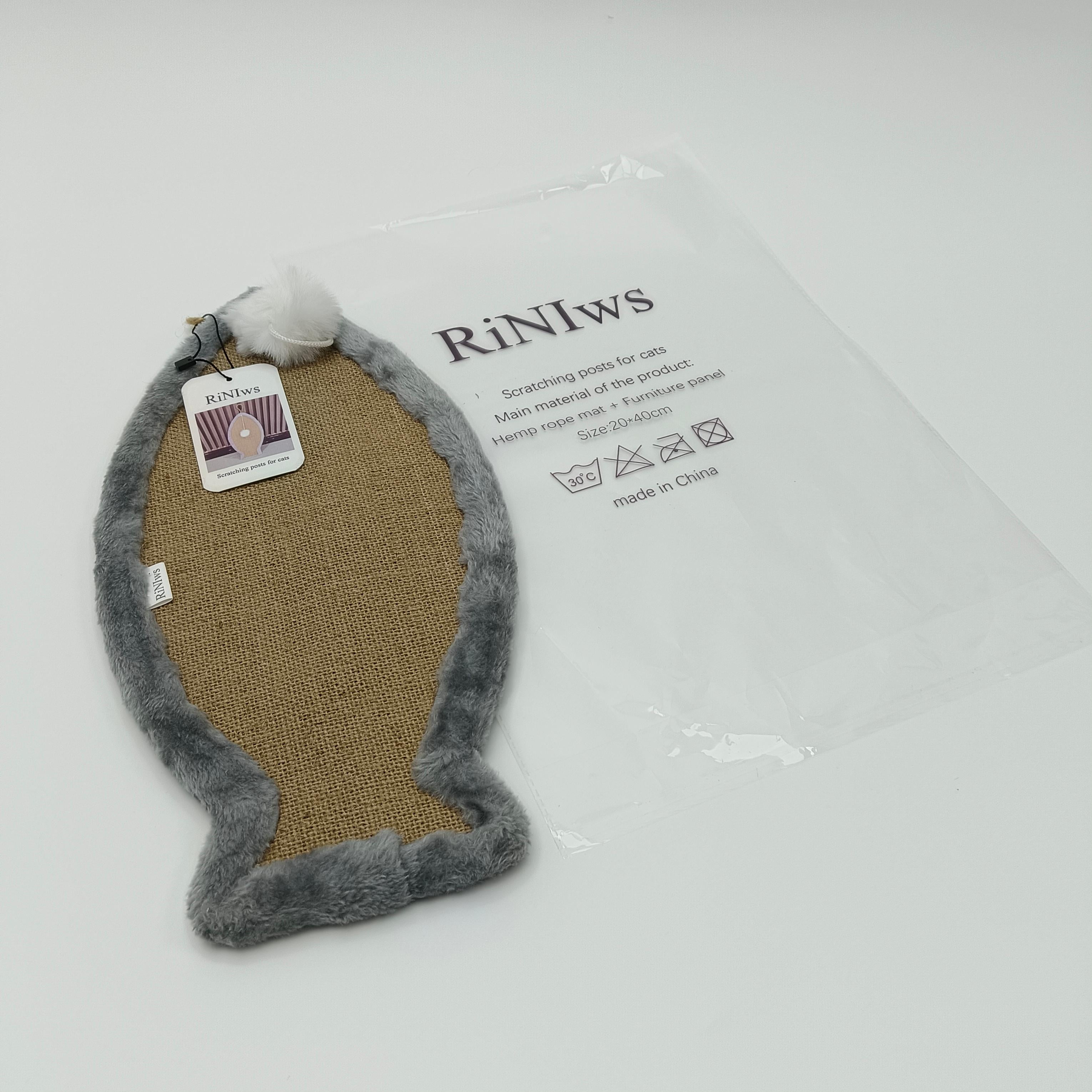 RiNIws Scratching posts for cats Hemp Rope Cat Scratching Post Mat, Gray Plush Border, 20x40cm