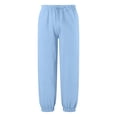 thumbnail image 6 of LYHaoo Girls Casual Jogger Pants Elastic Waistband Ankle Cuffs Soft Comfortable Kids Trousers For Daily Play And Outdoor Activities Long Pants for Girls(Blue), 6 of 7