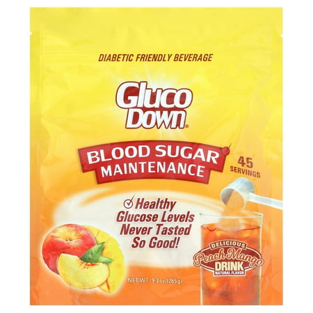 GlucoDown, Maintains Healthy Blood Sugar, Delicious Peach Mango, 45-Servings.