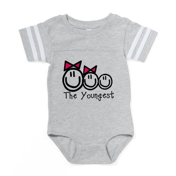 CafePress - The Youngest Of 3 Siblings (Girl, Girl, Boy) - Cute Infant Baby Football Bodysuit