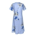 thumbnail image 4 of Robe de Plage Femme Décontractée à Manches Courtes Robes Taille Empire Robe sous le Genou Poches, 4 of 5