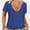 Royal blue, variant on Women Fashion Deep V-Neck Short Sleeve Tops Solid Casual Loose Basic T Shirt