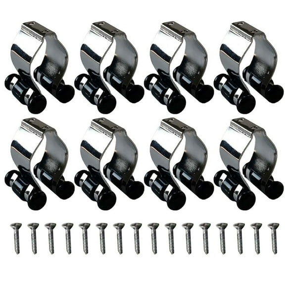 8Pc Pool Cue Clips Wall-Mounted Cue Holder Clips Pool Cue Rack Storage Silver