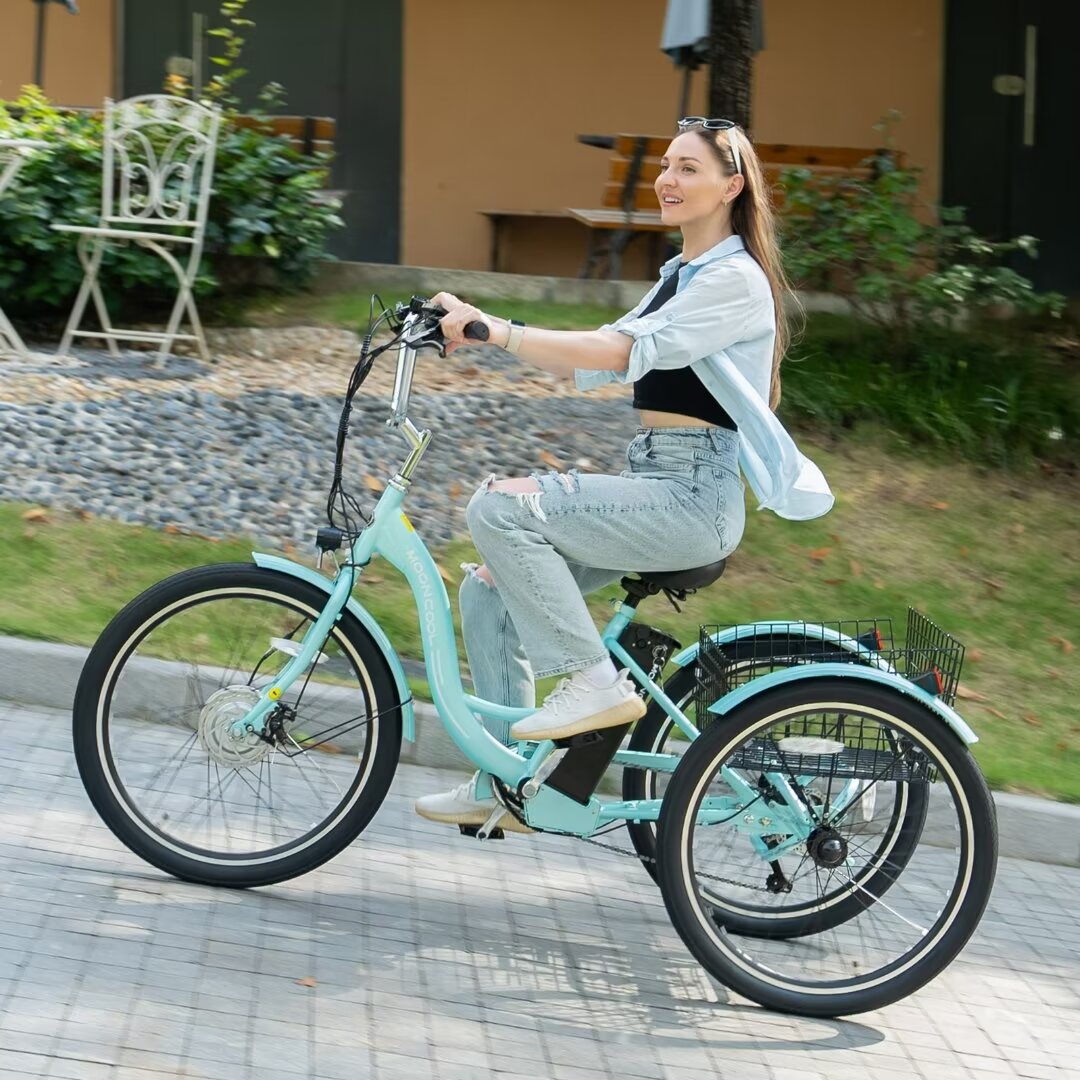 Docred 24'' Adult Electric Tricycles 3 Wheel Electric Bike, 15.5 mph 350W Electric Trikes for Seniors，7-Speed & 4 Adjustable Riding Modes Electric Tricycle with 36V Removable Lithium Battery