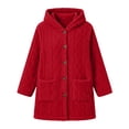 thumbnail image 7 of Perfectbot Women's Sherpa Hooded Coat, Button Down Chunky Cable Warm Winter Outerwear with Pockets, 7 of 7