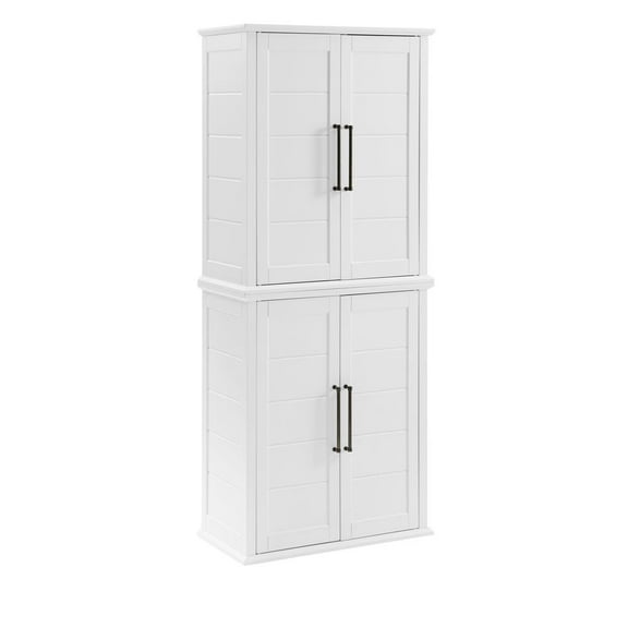 Crosley Furniture Bartlett Wood Stackable Storage Pantry in White (Set of 2)