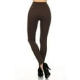 thumbnail image 4 of Women's Fashionable Fleece Leggings in Solid Color with 2 Gold zippers & seams on Front, Coffee, 4 of 5