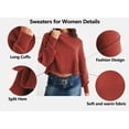 thumbnail image 4 of Rosvigor Womens Cropped Sweaters Oversized Knitted Warm Pullover Side Split Jumpers, 4 of 6