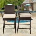 thumbnail image 3 of Bar Stools 30'' Bar Height Outdoor Modern Seat with Beige Cushions, Set of 2 Chairs, Brown Wicker, 3 of 7