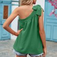 thumbnail image 6 of Summer Saving Usmisi Tank Tops Solid Crewneck Sleeveless T Shirts for Women Summer Tie One Shoulder Soft Linen Vest Blouse Green XL Up to 65% off, 6 of 7