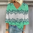 thumbnail image 2 of IROINNID Discount Women's Long Sleeve V-Neck Shirts Casual Printed Loose T-shirt 3/4 Sleeves Blouse V-Neck Tops,Green, 2 of 5