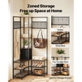 thumbnail image 2 of KFFKFF Corner Hall Tree with Shoe Bench, 70.9 in Coat Rack with Hooks and Steel Frame, Freestanding Clothes Shoes Rack Storage Organizer with Anti-Tip Set, Rustic Brown, 2 of 9