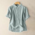 thumbnail image 2 of ZyeKqe Cotton Linen Tops for Women Short Sleeve Shirts Solid Color Blouses Tops Summer Clothes, 2 of 5