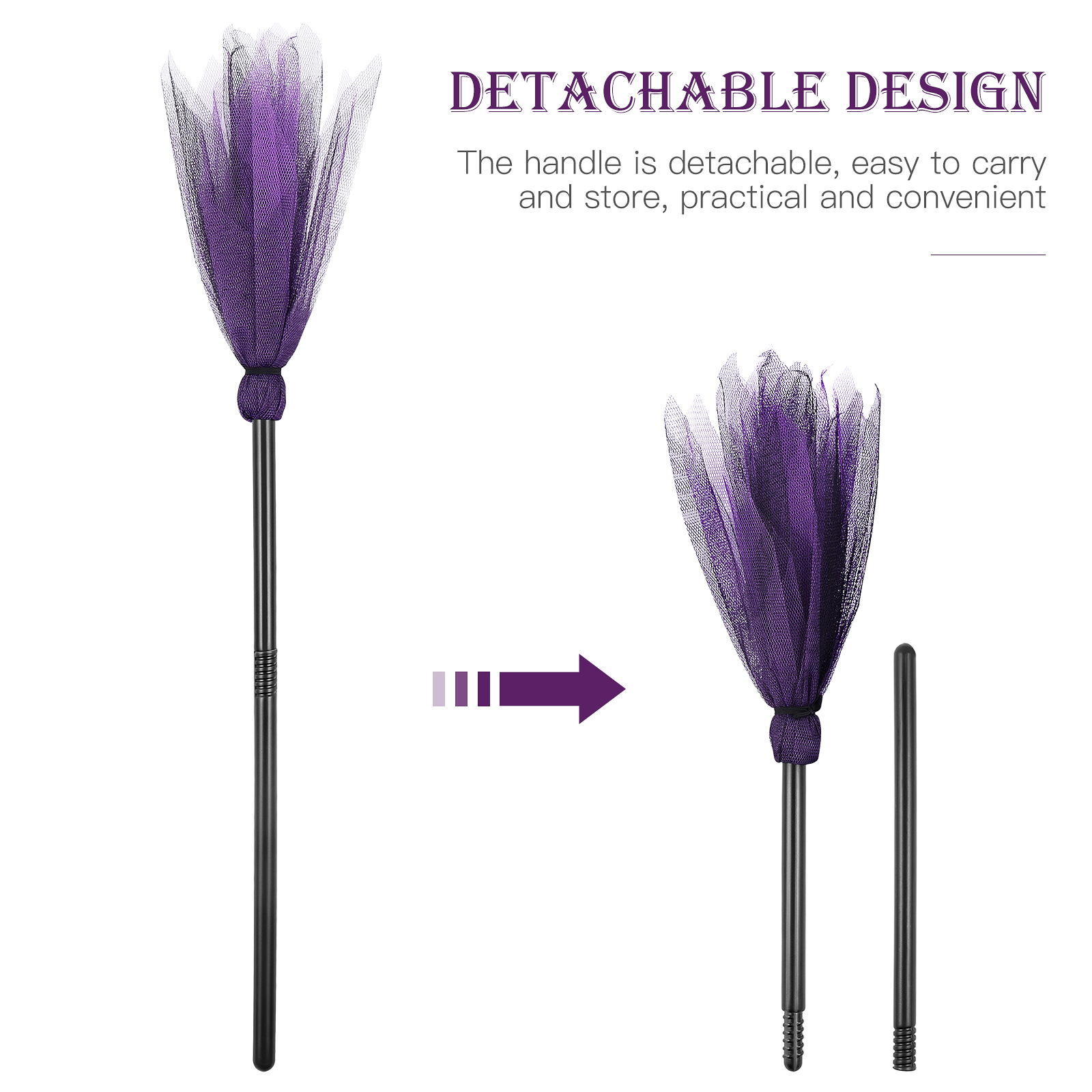 Buy NUOLUX Broom Halloween Witch Broomstick Witches Stick Plastic Gauze Pole Besom Prop Wizard