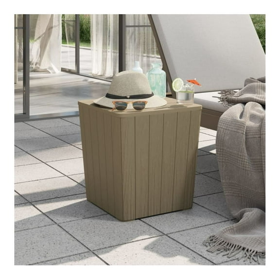 Patio Table with Removable Lid Light Brown Polypropylene