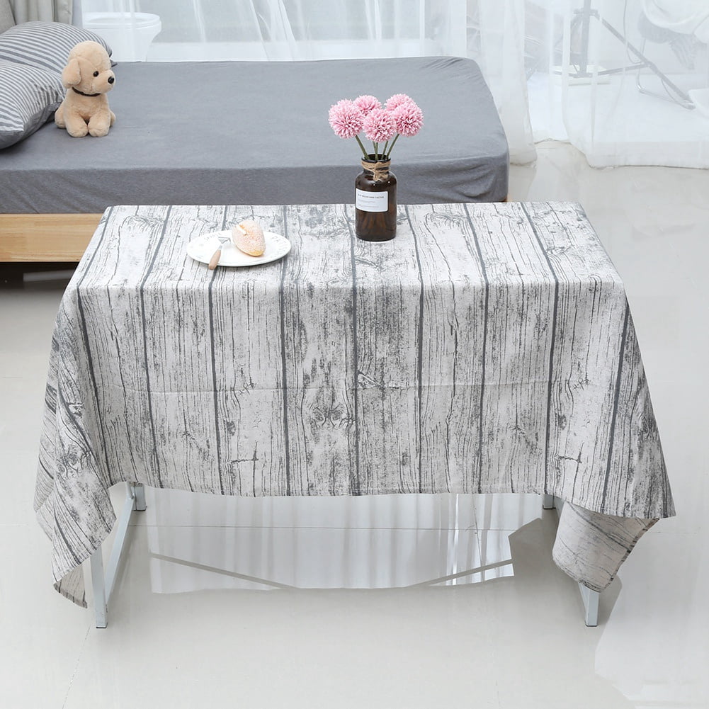 Mgaxyff Wood Grain Pattern Decorative Tablecloth Cotton Linen Dining