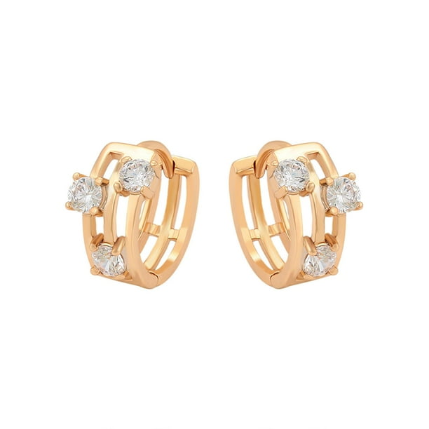 Hermosas Arracadas Dama Caladas Swarovski Oro 18K Laminado dorado Unitalla