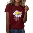 thumbnail image 2 of Jienlioq Hauts d'Été pour Femmes T-shirt Imprimé pour Amoureuse Col Rond Manches Courtes Vin m, 2 of 5